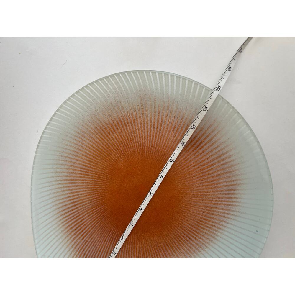 Signed Maurice Heaton Asymmetrical Glass Dish Orange Center MCM Art Abstract JL - Picture 2 of 9